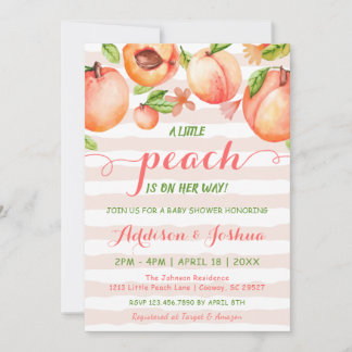 Kute Little Peach roze Horizon Stripe Baby shower Kaart
