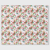 Kute Little Penguin en Deer kerstFeestdagen Cadeaupapier (Vlak)