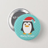 Kute Little Penguin met Santa Hat Xmas Button (Voorkant /achterkant)