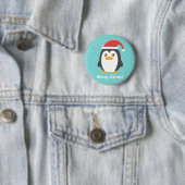 Kute Little Penguin met Santa Hat Xmas Button (In situ)