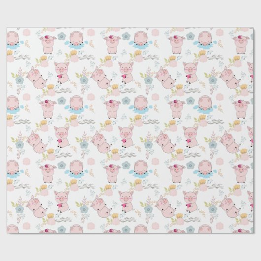Kute Little Pigs Cadeaupapier (Vlak)