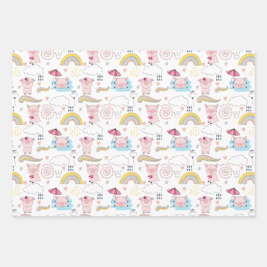 Kute Little Pigs Inpakpapier Vel (Voorkant 2)