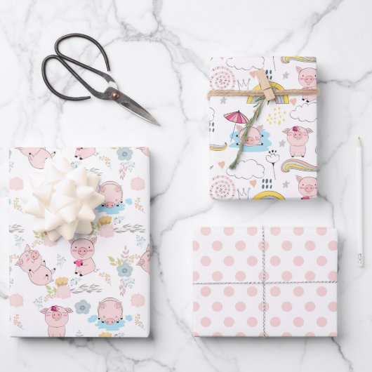 Kute Little Pigs Inpakpapier Vel (Voorkant)