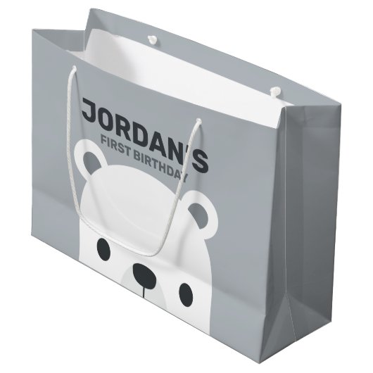 Kute Little Polar Beer Birthday Groot Cadeauzakje (Voorkant Gekanteld)