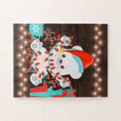 Kute Little Polar Beer met kerstlampjes Legpuzzel (Horizontaal)