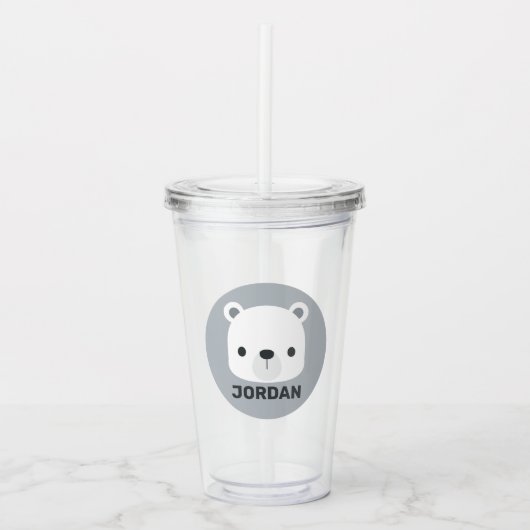 Kute Little Polar Beer met Persoonlijke naam Acryl Drinkbeker (Voorkant)