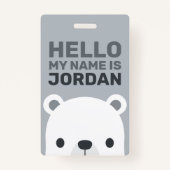Kute Little Polar Beer met Persoonlijke naam Badge (Voorkant)