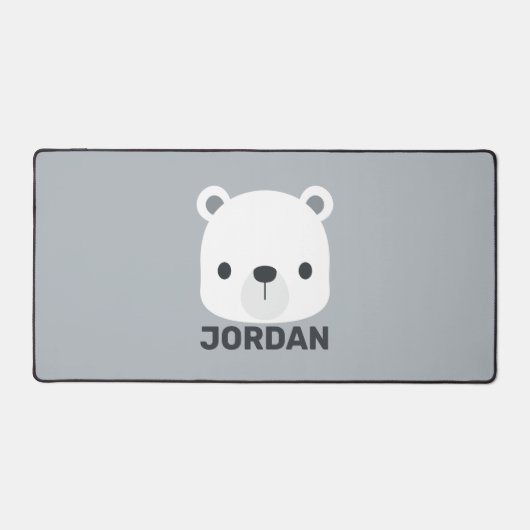 Kute Little Polar Beer met Persoonlijke naam Bureaumat (Voorkant)