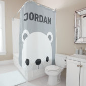Kute Little Polar Beer met Persoonlijke naam Douchegordijn (In situ)