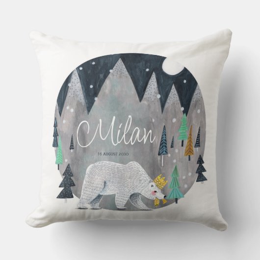 Kute Little Polar Beer met Persoonlijke naam Kussen (Voorkant)