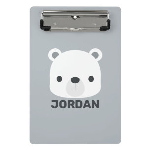 Kute Little Polar Beer met Persoonlijke naam Mini Klembord