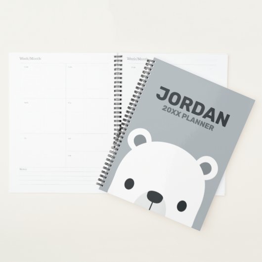 Kute Little Polar Beer met Persoonlijke naam Planner (Display)