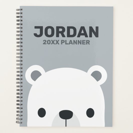 Kute Little Polar Beer met Persoonlijke naam Planner (Voorkant)