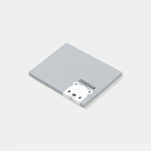 Kute Little Polar Beer met Persoonlijke naam Post-it® Notes (Schuin)