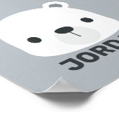 Kute Little Polar Beer met Persoonlijke naam Poster (Hoek)