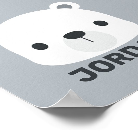 Kute Little Polar Beer met Persoonlijke naam Poster (Hoek)