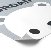 Kute Little Polar Beer met Persoonlijke naam Poster (Hoek)