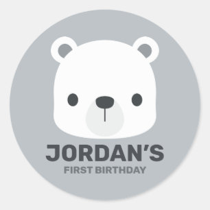 Kute Little Polar Beer met Persoonlijke naam Ronde Sticker