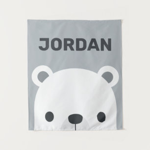 Kute Little Polar-Beer met persoonlijke naam tape Wandkleed