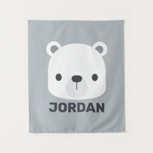 Kute Little Polar Beer met Persoonlijke naam Wandkleed