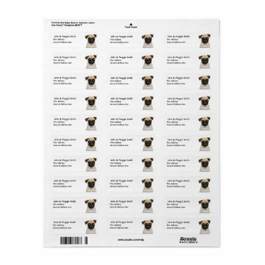 Kute Little Pug Puppy Dog Dier Etiket (Full Sheet)