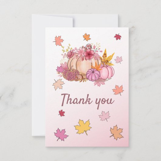 Kute Little Pumpking Spice &Mooie Roze Herfst in L Bedankkaart (Voorkant)