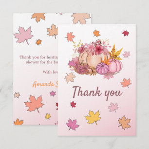 Kute Little Pumpking Spice &Mooie Roze Herfst in L Bedankkaart