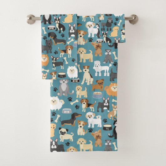 Kute Little Puppy Dog Pet Patroon Bad Handdoek (Insitu)