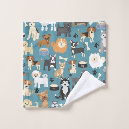 Kute Little Puppy Dog Pet Patroon Bad Handdoek (Wasdoekje)