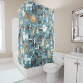 Kute Little Puppy Dog Pet Patroon Douchegordijn (In situ)