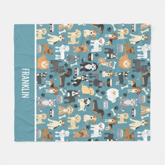 Kute Little Puppy Dog Pet Patroon Fleece Deken (Voorkant (Horizontaal))