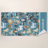 Kute Little Puppy Dog Pet Pattern Gepersonaliseerd Strandlaken (Voorkant)