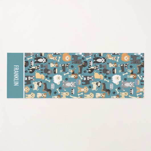 Kute Little Puppy Dog Pet Pattern Gepersonaliseerd Yogamat (Voorkant (horizontaal))
