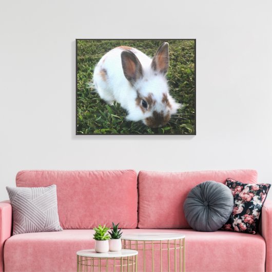 Kute Little Rabbit in the Grass Canvas Print (Insitu (Woonkamer))