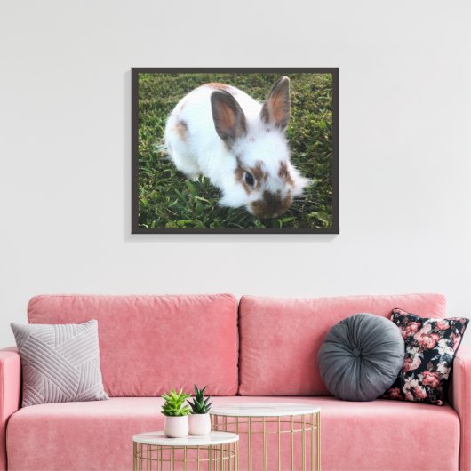 Kute Little Rabbit in the Grass Canvas Print (Insitu (Woonkamer))