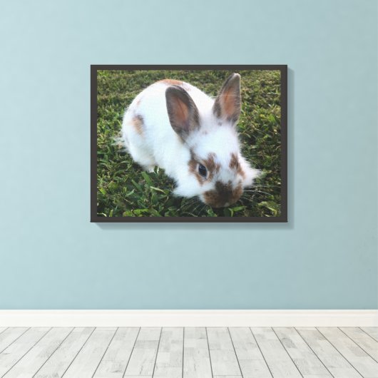 Kute Little Rabbit in the Grass Canvas Print (Insitu (Houten vloer))