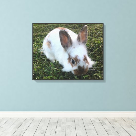 Kute Little Rabbit in the Grass Canvas Print (Insitu (Houten vloer))