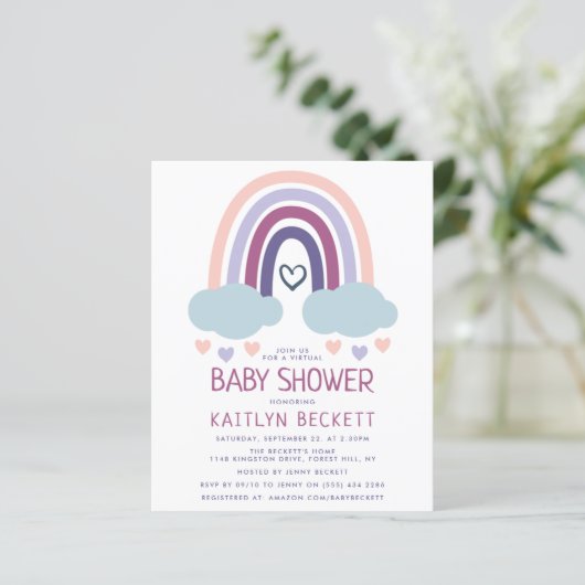 Kute Little Rainbow Budget Baby shower Invitation (Staand voorkant)