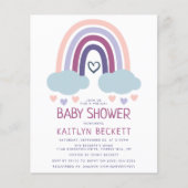 Kute Little Rainbow Budget Baby shower Invitation (Voorkant)