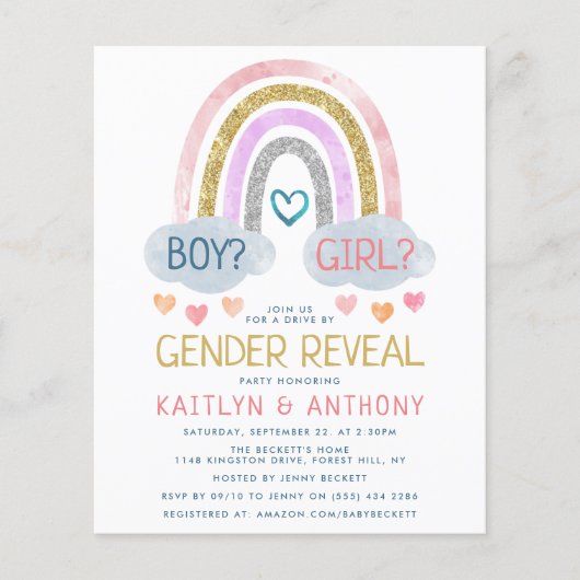 Kute Little Rainbow Gender Reopenbaart partijuitno (Voorkant)