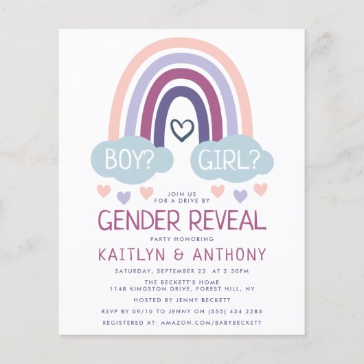 Kute Little Rainbow Gender Reopenbaart partijuitno (Voorkant)