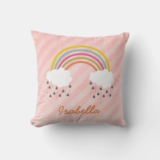 Kute Little Rainbow Personalised Name Pillow Kussen (Voorkant)