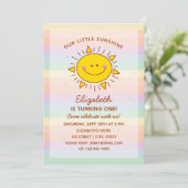 Kute Little Rainbow Sunshine Baby First Birthday Kaart (Staand voorkant)