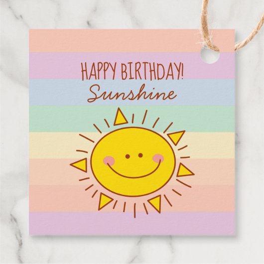 Kute Little Rainbow Sunshine Kinder Happy Birthday Bedankjes Labels (Achterkant)