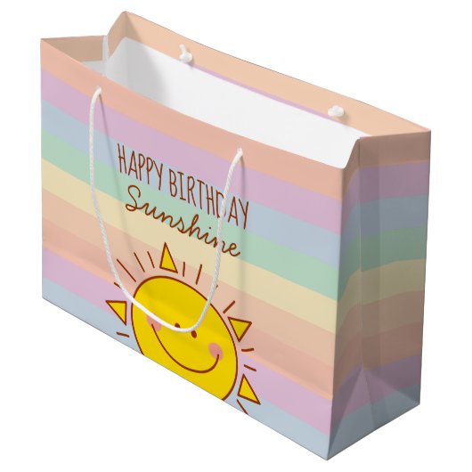 Kute Little Rainbow Sunshine Kinder Happy Birthday Groot Cadeauzakje (Voorkant Gekanteld)