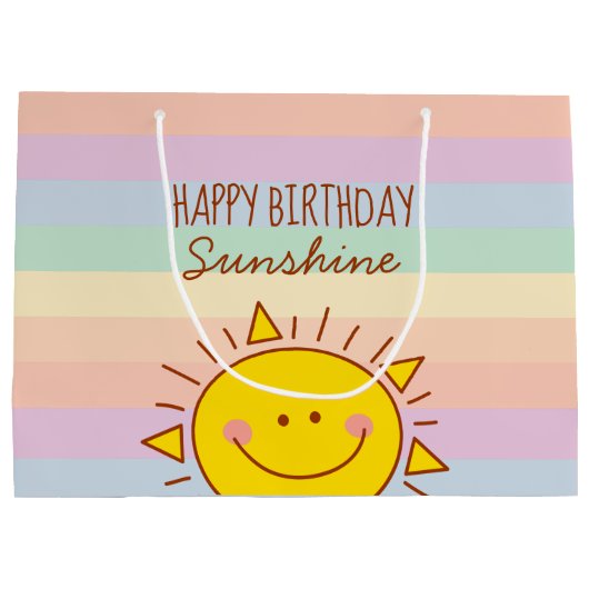 Kute Little Rainbow Sunshine Kinder Happy Birthday Groot Cadeauzakje (Achterkant)