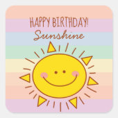 Kute Little Rainbow Sunshine Kinder Happy Birthday Vierkante Sticker (Voorkant)