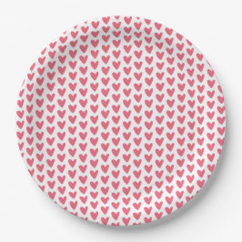 Kute Little Raspberry roze Hearts Pattern Papieren Bordje