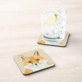 Kute Little Red Fox - transparant op beige. Bier Onderzetter (Rechterzijde)