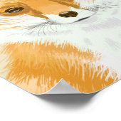 Kute Little Red Fox - transparant op beige. Poster (Hoek)